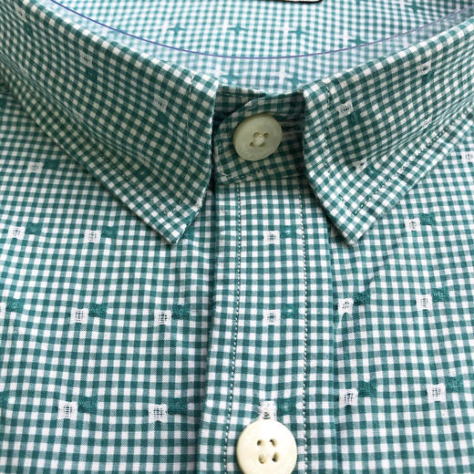 Marco Azzali 白绿格交织长袖衬衫 C3621700 商品图1