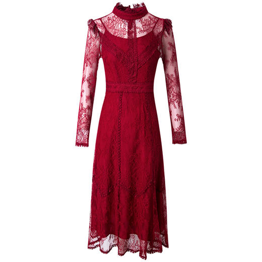 FMY-F20CL30378夏新款轻熟气质显瘦修身超仙过膝蕾丝连衣裙 商品图4