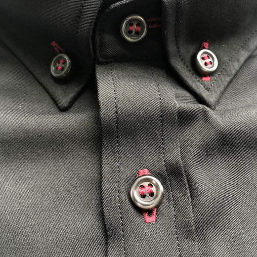 Marco Azzali 黑色棉混纺面料长袖衬衫 C3909200 商品图1