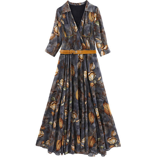 WZNH-QSLG929配腰带  2020新款碎花收腰气质显瘦洋气流行长裙 商品图4