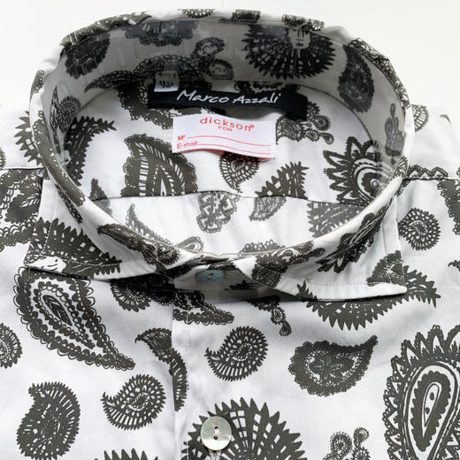 Marco Azzali 白色佩斯利花纹长袖衬衫 C3724300 商品图1