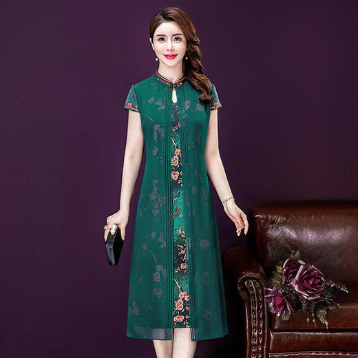 YMR-8322洋气时尚，大码印花假两件连衣裙 商品图2