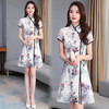 YYX-9276夏新款中国风复古修身显瘦短袖印花裙 商品缩略图1