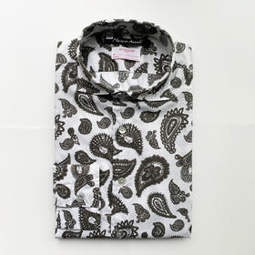 Marco Azzali 白色佩斯利花纹长袖衬衫 C3724300