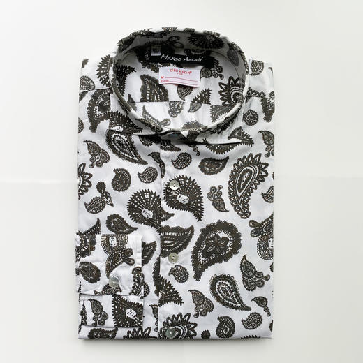 Marco Azzali 白色佩斯利花纹长袖衬衫 C3724300 商品图0