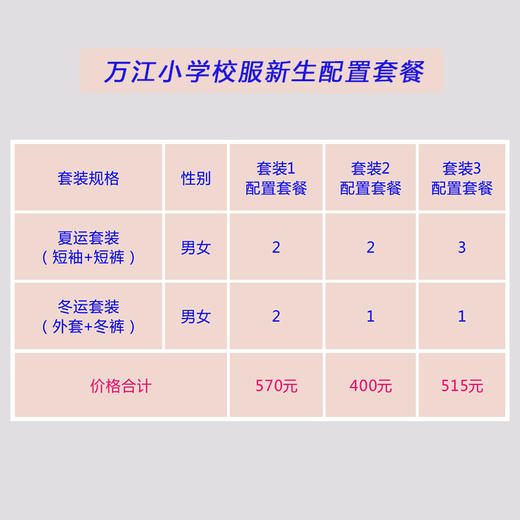 东莞万江小学校服新生套餐预售（男女） 商品图0