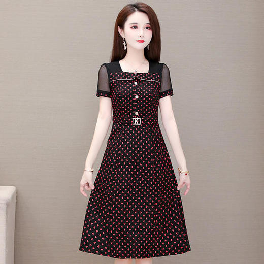 YWE-CC21C波点修身显瘦短袖气质减龄连衣裙 商品图2