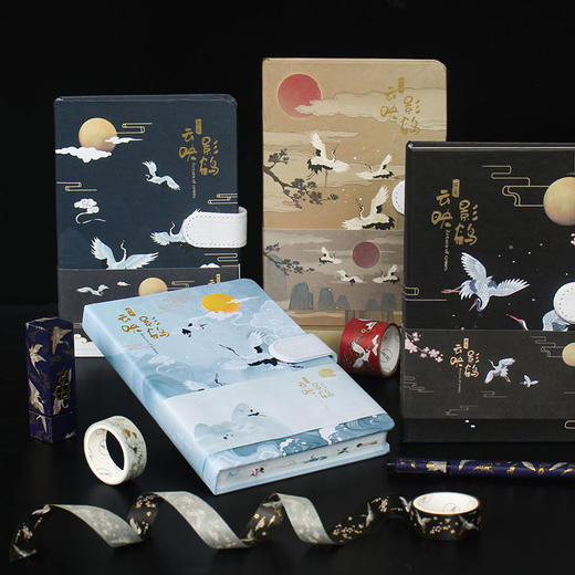 见鹤归精装本创意记事本 复古中国风手账  商品图0