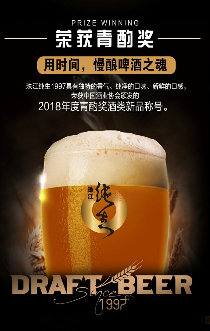 珠江啤酒97纯生528ml12瓶广州市内包邮