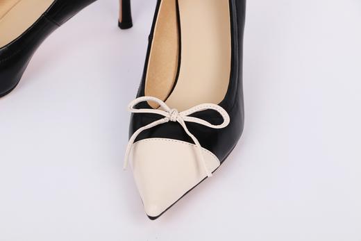 【à perles特价】蝴蝶结细跟撞色尖头小羊皮女士高跟鞋【清仓，不退不换】 商品图2