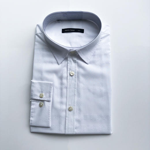 Marco Azzali 白色隐格长袖衬衫 C3614300 商品图0