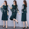WZNH-ZYQ6090 配腰带  短袖中长款圆领优雅潮流连衣裙 商品缩略图0