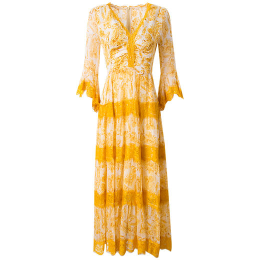 FMY-F20CL30797夏款气质喇叭袖V领修身桑蚕丝真丝连衣裙 商品图4