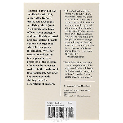 【中商原版】The Trial: A New Translation Based on the Restored Text 卡夫卡：审判企鹅兰登封面展 商品图1