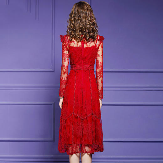 FMY-F20CL30378夏新款轻熟气质显瘦修身超仙过膝蕾丝连衣裙 商品图3