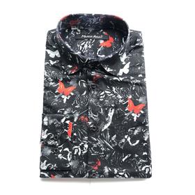 Marco Azzali 蝴蝶印花长袖衬衫 C3911200