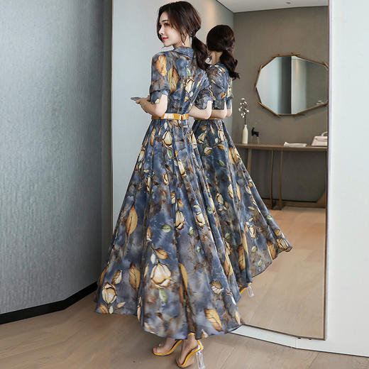 WZNH-QSLG929配腰带  2020新款碎花收腰气质显瘦洋气流行长裙 商品图0