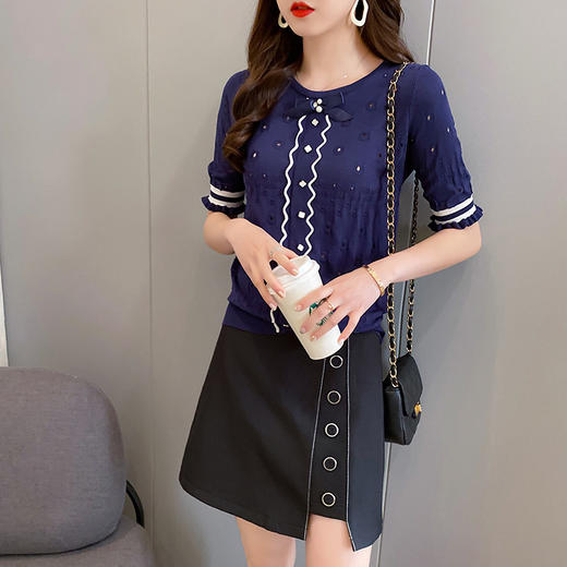 XC-9928网红新款  韩版小个子时尚休闲冰丝针织连衣裙子套装 商品图1