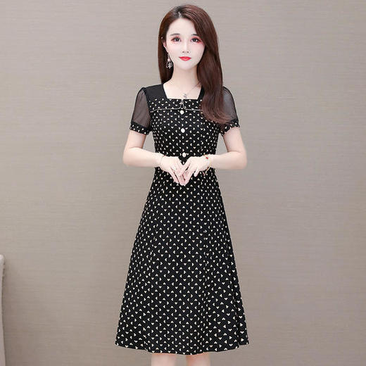 YWE-CC21C波点修身显瘦短袖气质减龄连衣裙 商品图1
