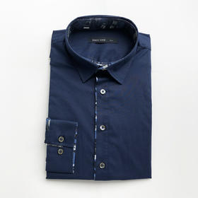 Marco Azzali 藏青与迷彩拼接长袖衬衫 C3617100