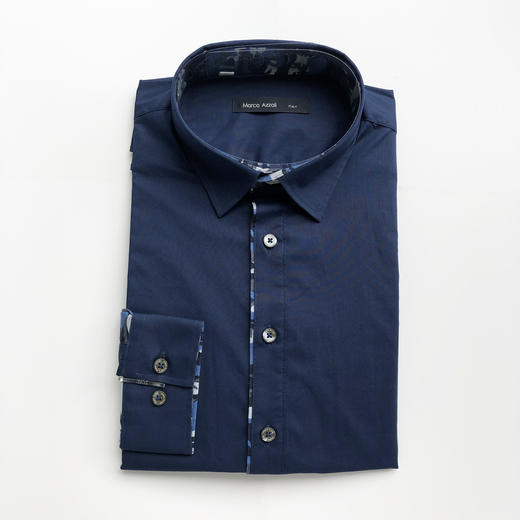 Marco Azzali 藏青与迷彩拼接长袖衬衫 C3617100 商品图0