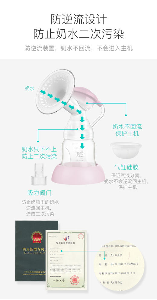 新贝便携式电动吸奶器XB-8712升级款XB-8713静音拔奶器自动按摩JPY带授权招加盟代理 商品图2