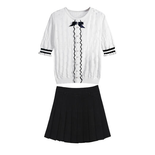 XC-9928网红新款  韩版小个子时尚休闲冰丝针织连衣裙子套装 商品图4