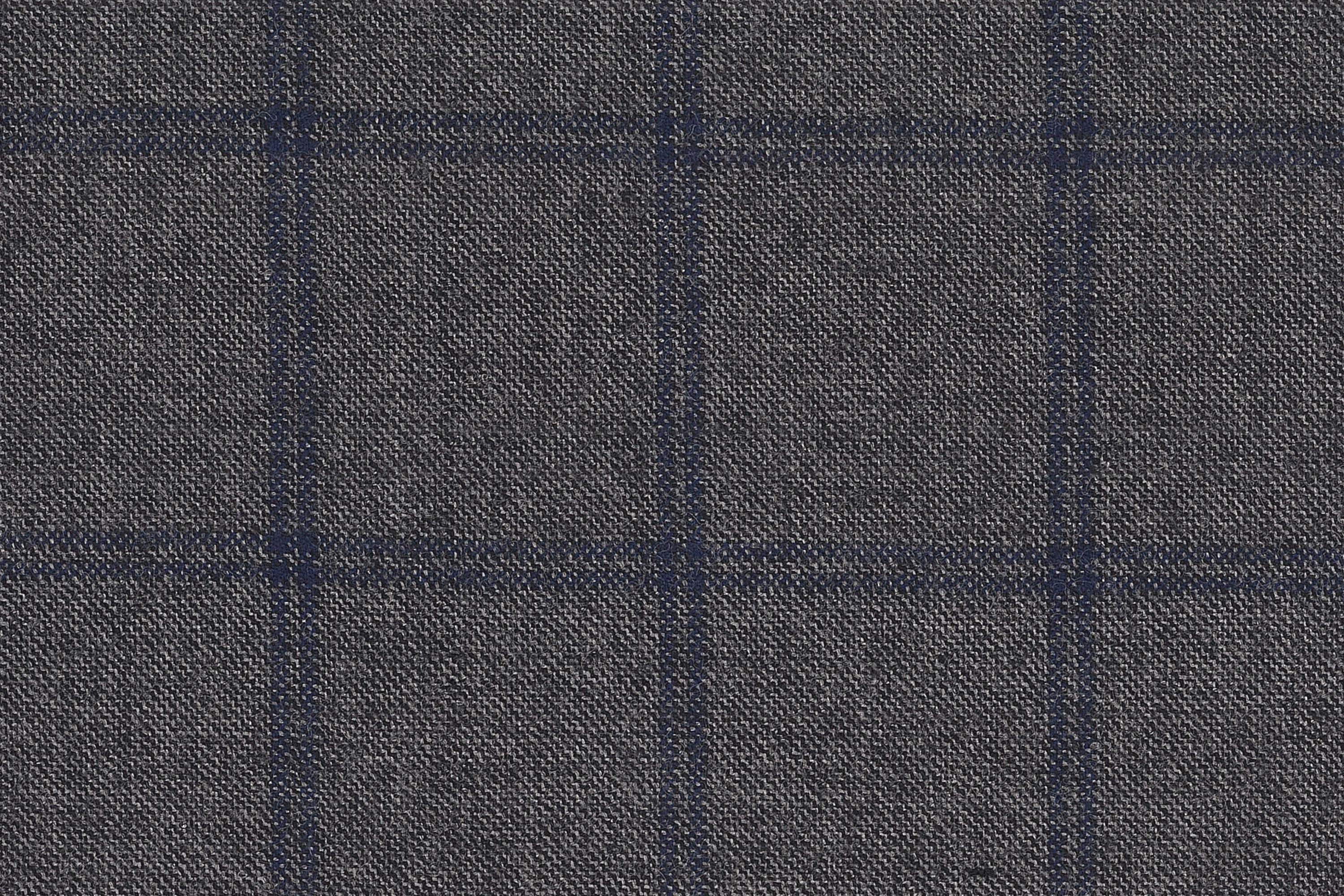 WT67596-901 纯毛高支花呢 【灰色 蓝色 大格 板司呢 W100】(902)