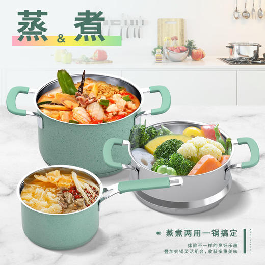 cizzle喜时不锈钢奶锅蒸锅煮炖锅婴儿辅食锅电磁炉燃气用 商品图2