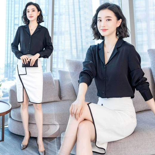 上海旗袍厂ASE-3302 潮流趋势时尚优雅单排扣翻领真丝小衫 商品图3