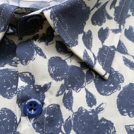 Marco Azzali 白底蓝色印花长袖衬衫 C3805600 商品图1