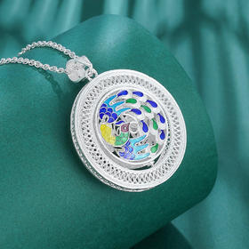 子佩集S990银【太平】转运鼓吊坠【QFDZ005】（不含链）花丝珐琅彩207