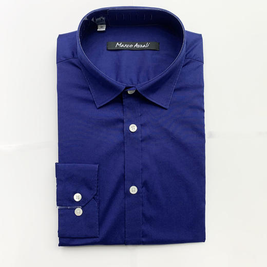 Marco Azzali 蓝色棉锦弹长袖衬衫 C3817100 商品图0