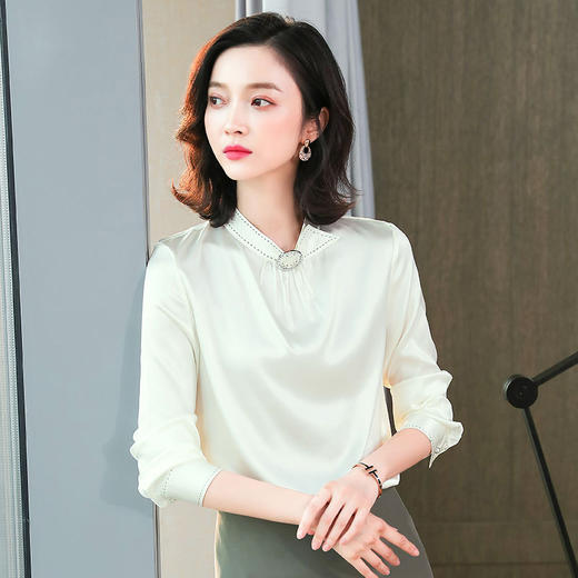 上海旗袍厂ASE-L6627纯色V领时尚真丝衬衫 商品图7