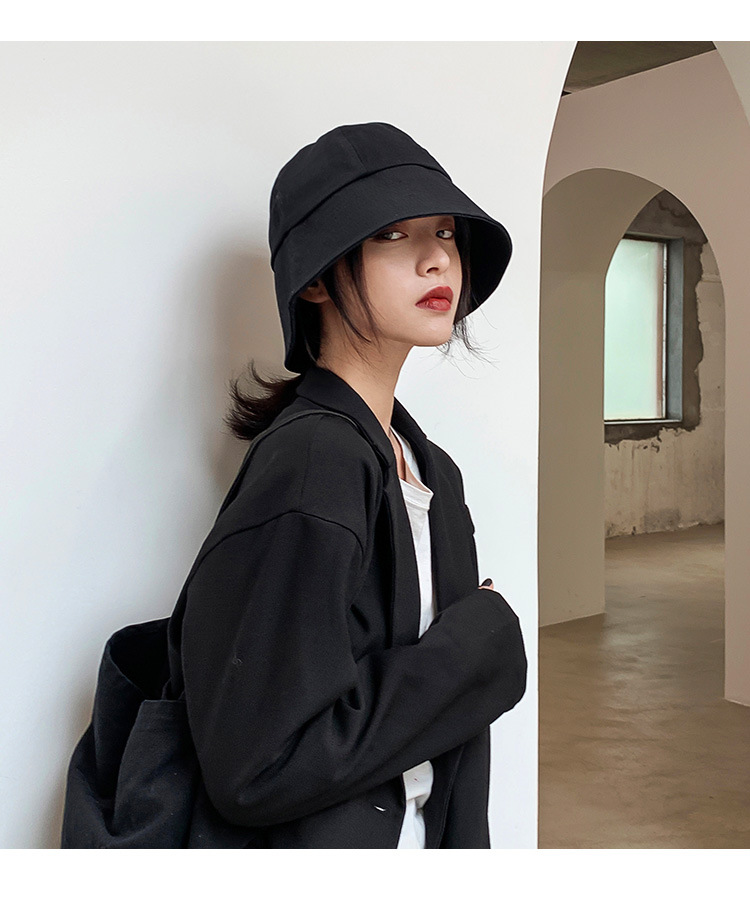 韩国女生渔夫帽新款防晒帽子女士时尚百搭网红同款纯色百搭盆帽
