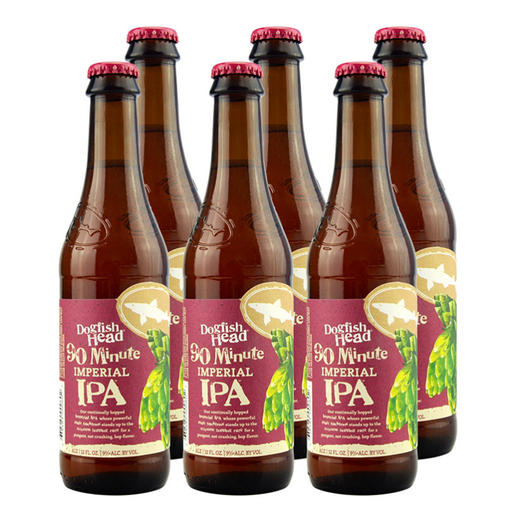 美国进口角头鲨90分钟dogfish head ipa角鲨头精酿啤酒355ml【6瓶】