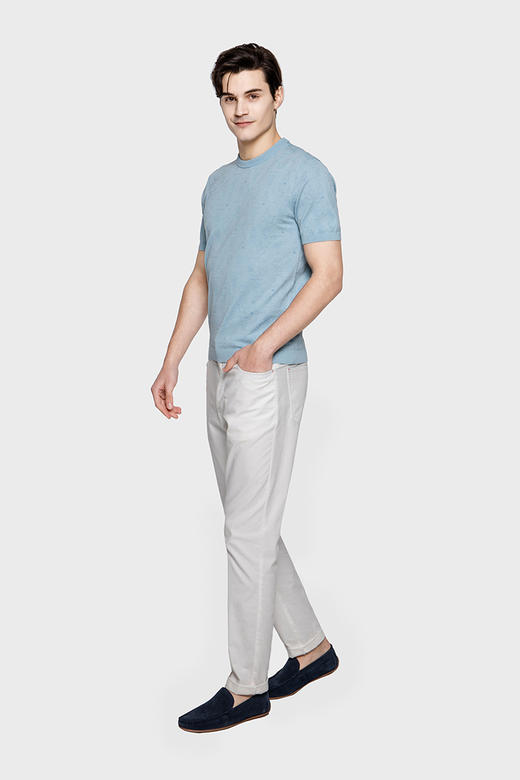 callisto蓝雀色圆领针织T恤  SPTSS208LB 商品图1