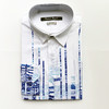 Marco Azzali 白底蓝色印花长袖衬衫 C3808600 商品缩略图0