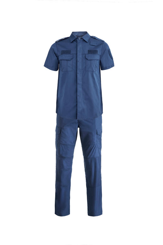 TBM-夏季薄款作训短袖上衣-弹力格子布-宝蓝色 商品图2