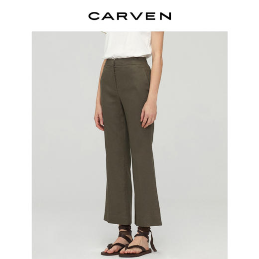 ICICLE卡纷2020款新款透气亚麻平纹微喇长裤6CK23112511A 商品图1
