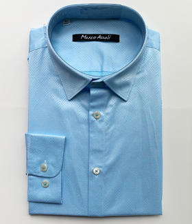 Marco Azzali 浅蓝色提花长袖衬衫 C3812600