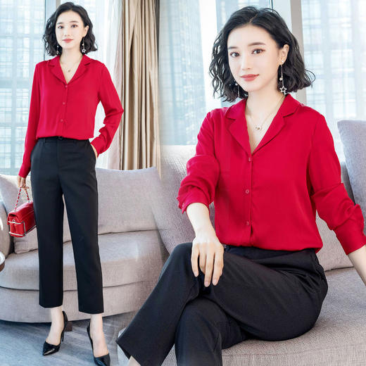 上海旗袍厂ASE-3302 潮流趋势时尚优雅单排扣翻领真丝小衫 商品图0