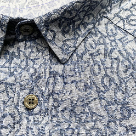 Marco Azzali 浅蓝色不规则字母提花长袖衬衫 C3606100 商品图1