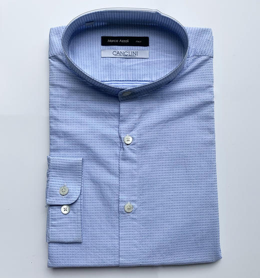 Marco Azzali 浅蓝提花小立领长袖衬衫 C3607600 商品图0