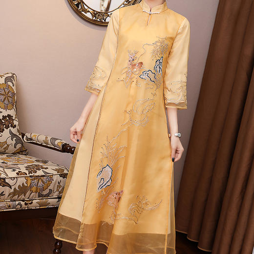 MW-4DT2020爆款2020夏新款刺绣改良旗袍连衣裙 商品图1