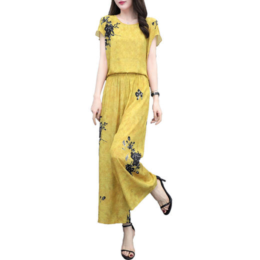 YL-03b3658755夏季大码短袖印花休闲时尚阔腿裤套装 商品图4