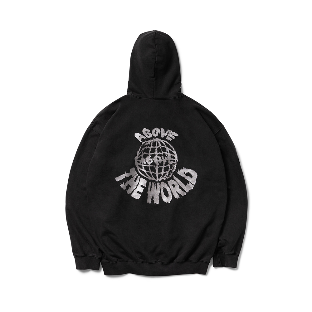 AOMG A6OVE WASHED WORLD HOODIE BLACK水洗世界连帽衫黑色JPY带授权招加盟代理