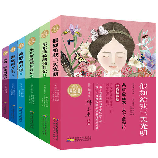 小树苗经典文库·世界儿童文学名著彩图全译本第五辑(6册套装）假如给我三天光明  尼尔斯骑鹅旅行记上、下  海底两万里上、下  汤姆索亚历险记 商品图0