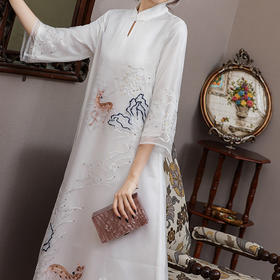 MW-4DT2020爆款2020夏新款刺绣改良旗袍连衣裙