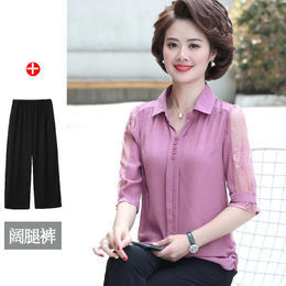 XK-YM1801阔太太中年妈妈夏装两件套 商品图5